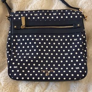 Michael Kors Navy and White Polka Dot Crossbody Bag